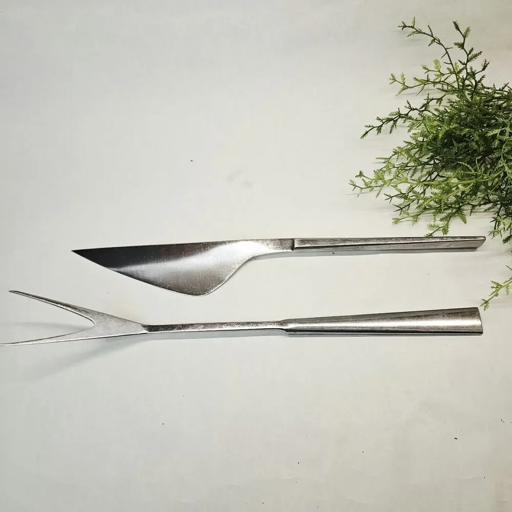 B & B Stainless Steel Carving Set Steak Slicer & Fork Set Italy 14.5